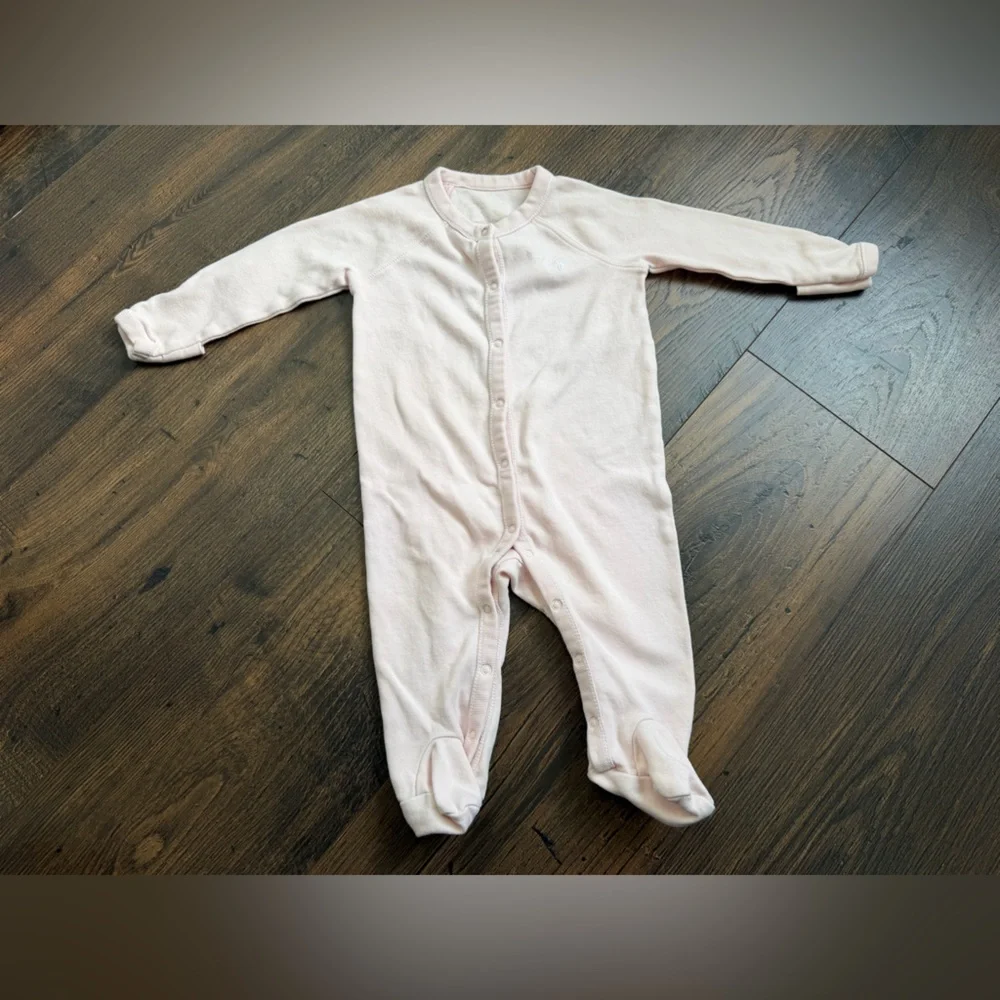 Bundle of Ralph Lauren Girls Pink Footie and Cable Knit Cardigan Size 6 Months